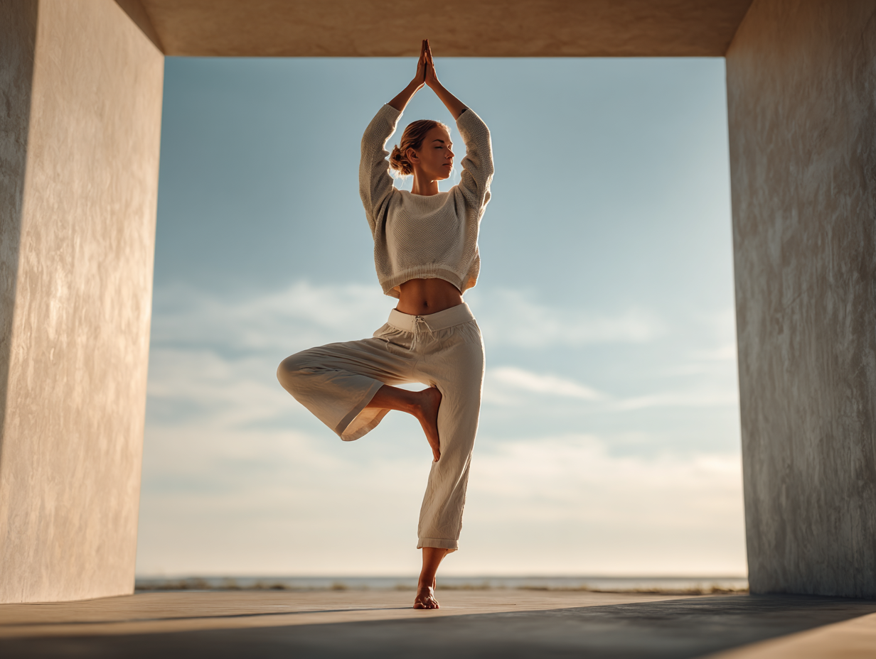 Jóga gyakorlat a napfelkeltében